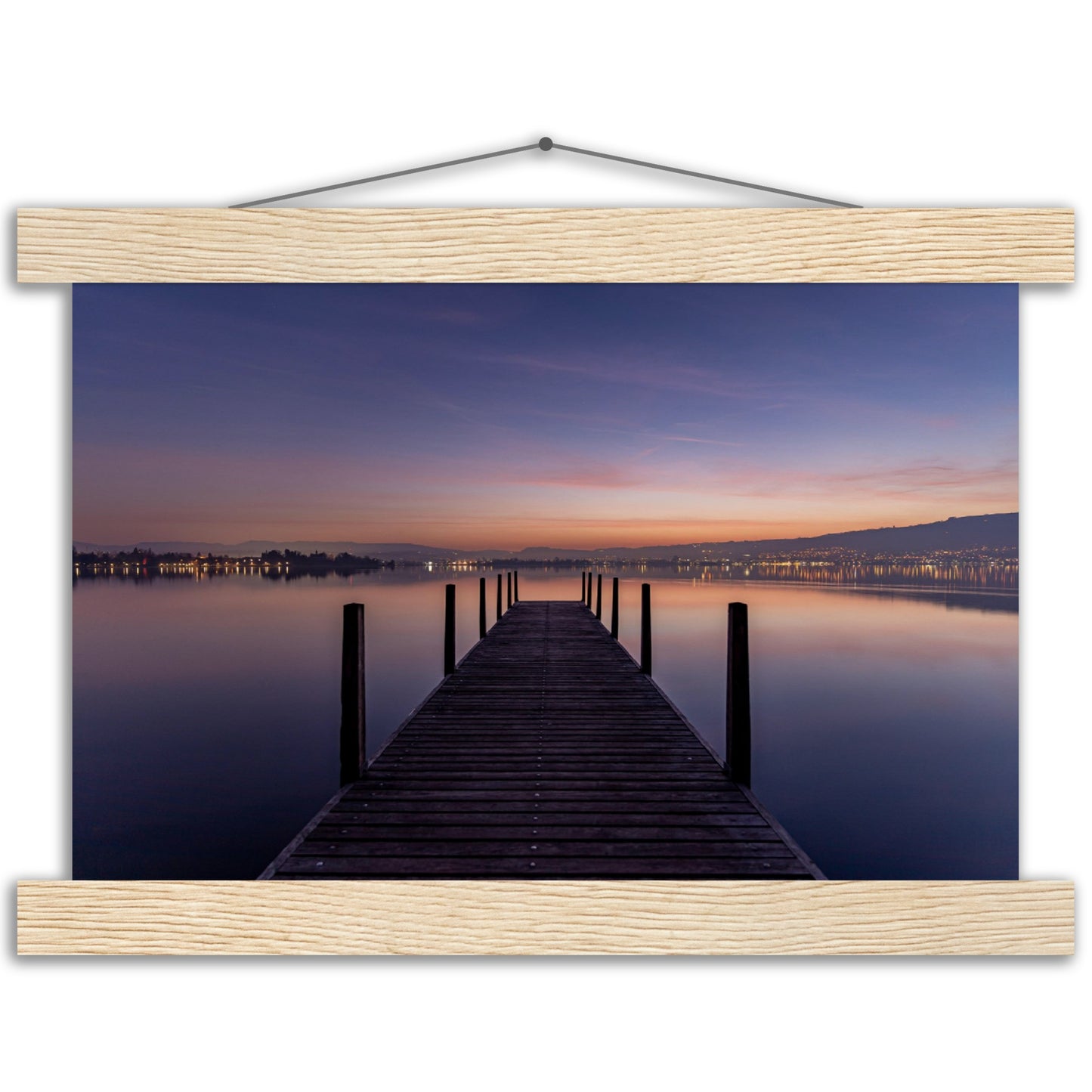 Sonnenaufgang Zugersee Premium Poster mit Holzeisten
