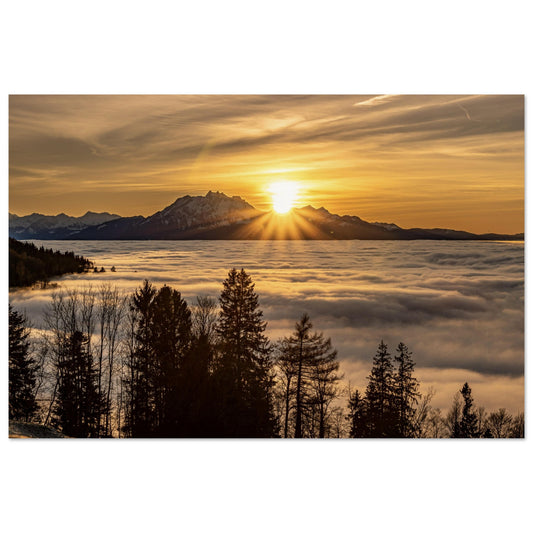 Nebelmeer Sonnenuntergang Premium Poster