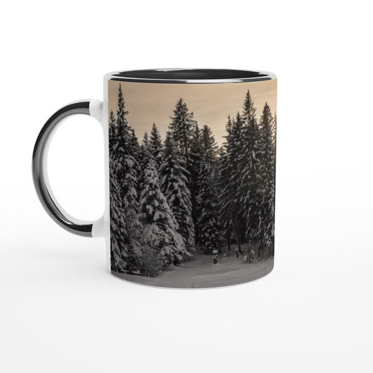 Sun rays over snowy forest Ceramic Mug - Various Colors 