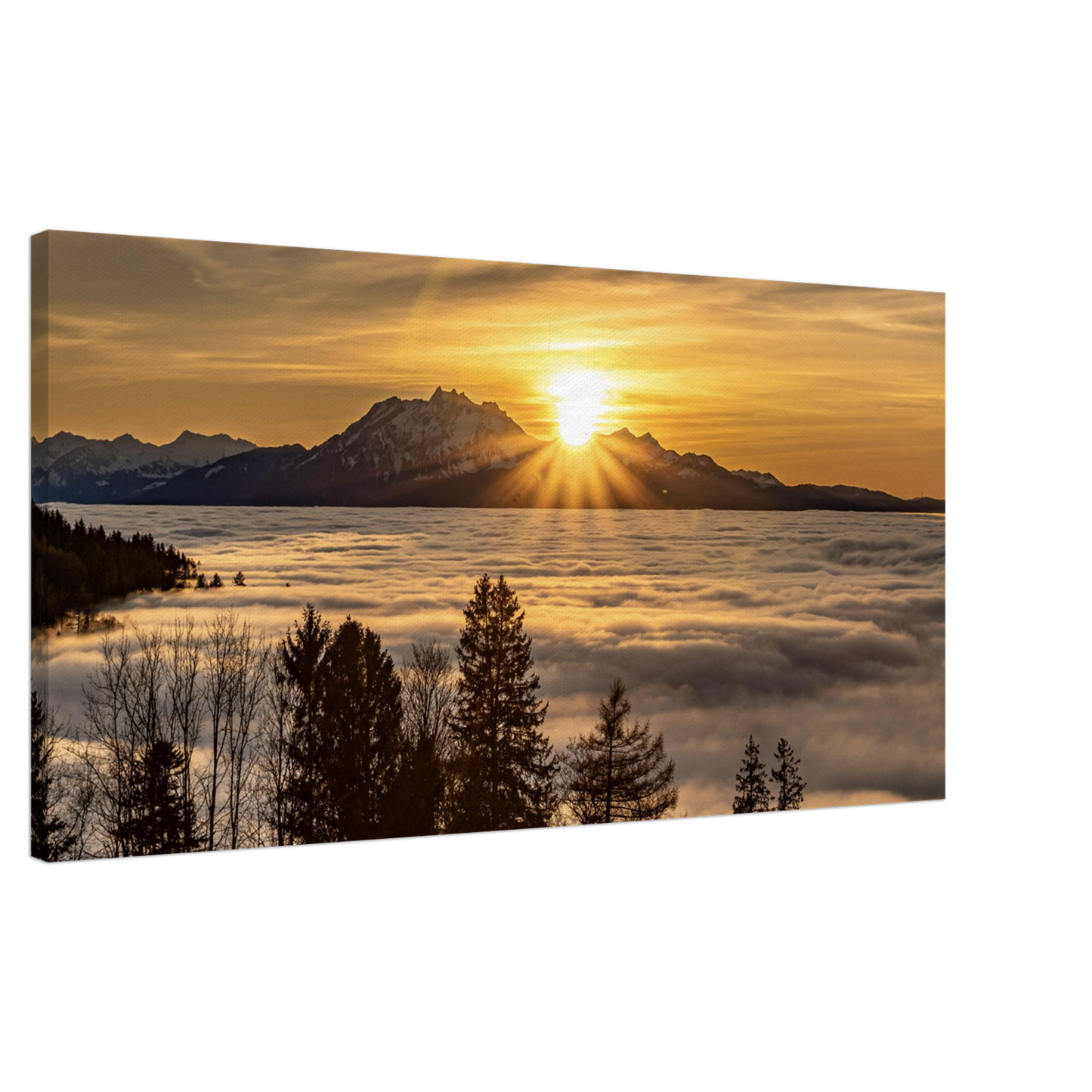Nebelmeer Sonnenuntergang auf Leinwand