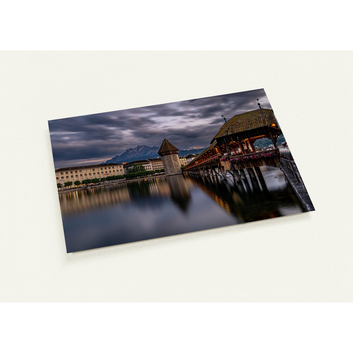 Kapellbrücke Luzern mit Pilatus am Abend Set mit 10 Karten (2-seitig, mit Umschläge)