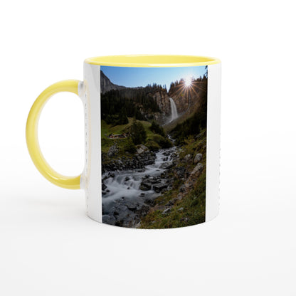 Stäubifall Wasserfall Keramiktasse - Farbiger Rand & Griff